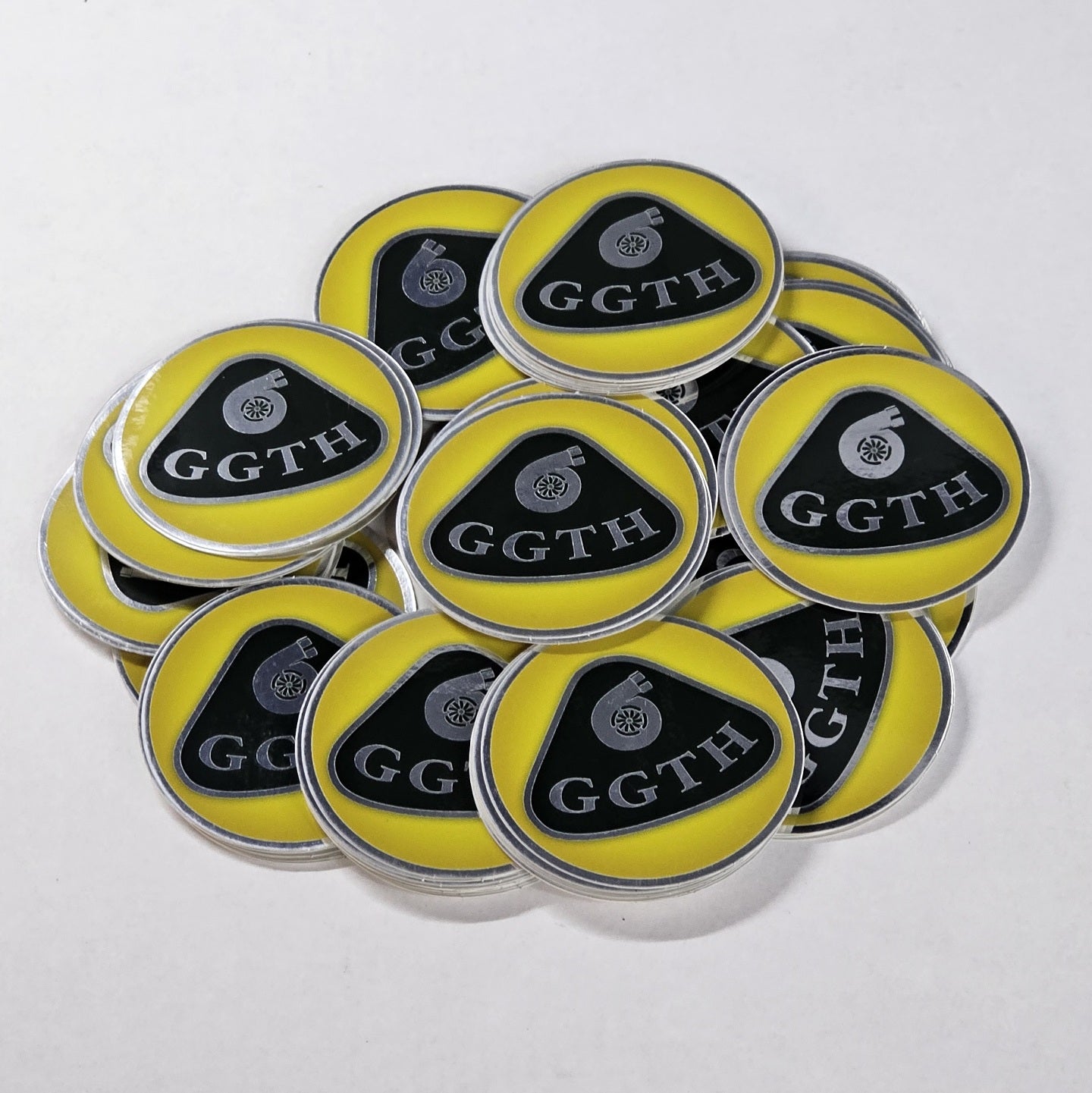 STICKERS "LOTUS GGTH" chromé rond TURBO