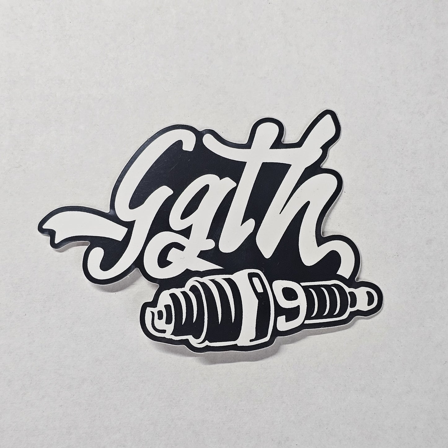 STICKERS "GGTH" noir et blanc brillant bougie 9