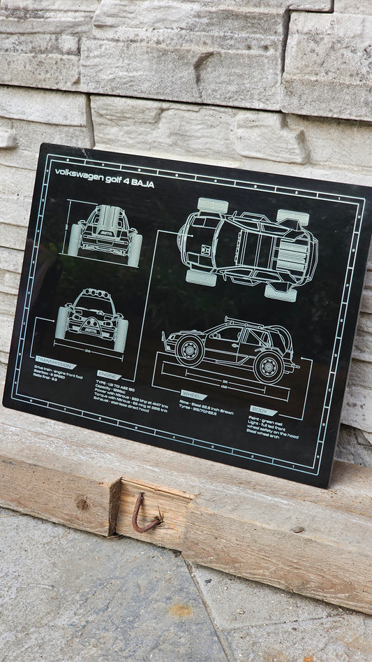 Tableau technique GOLF BAJA 1000 gravure